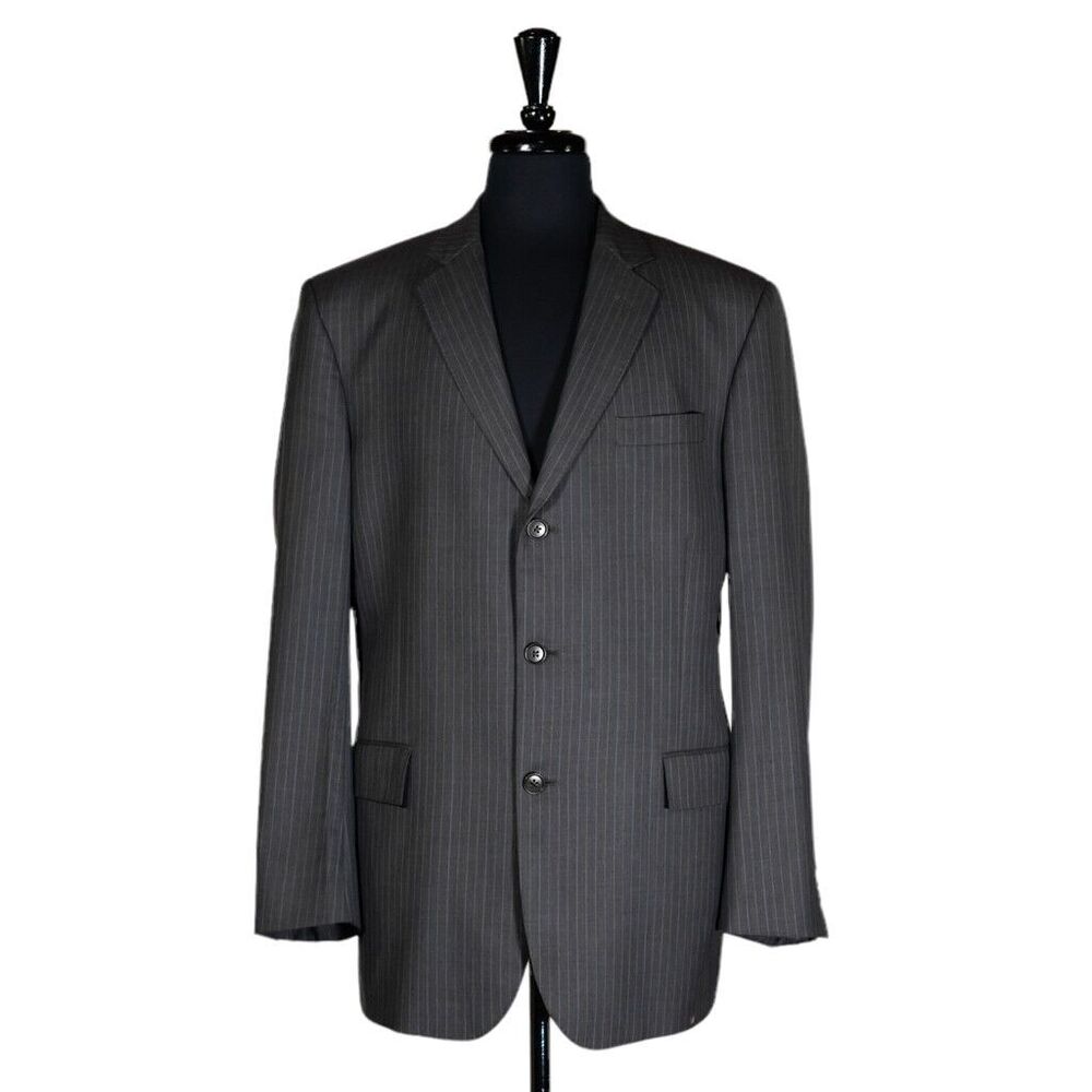 Brooks Brothers Mens Blazer Gray Blue Striped Wool Suit Jacket Sport Coat 42R